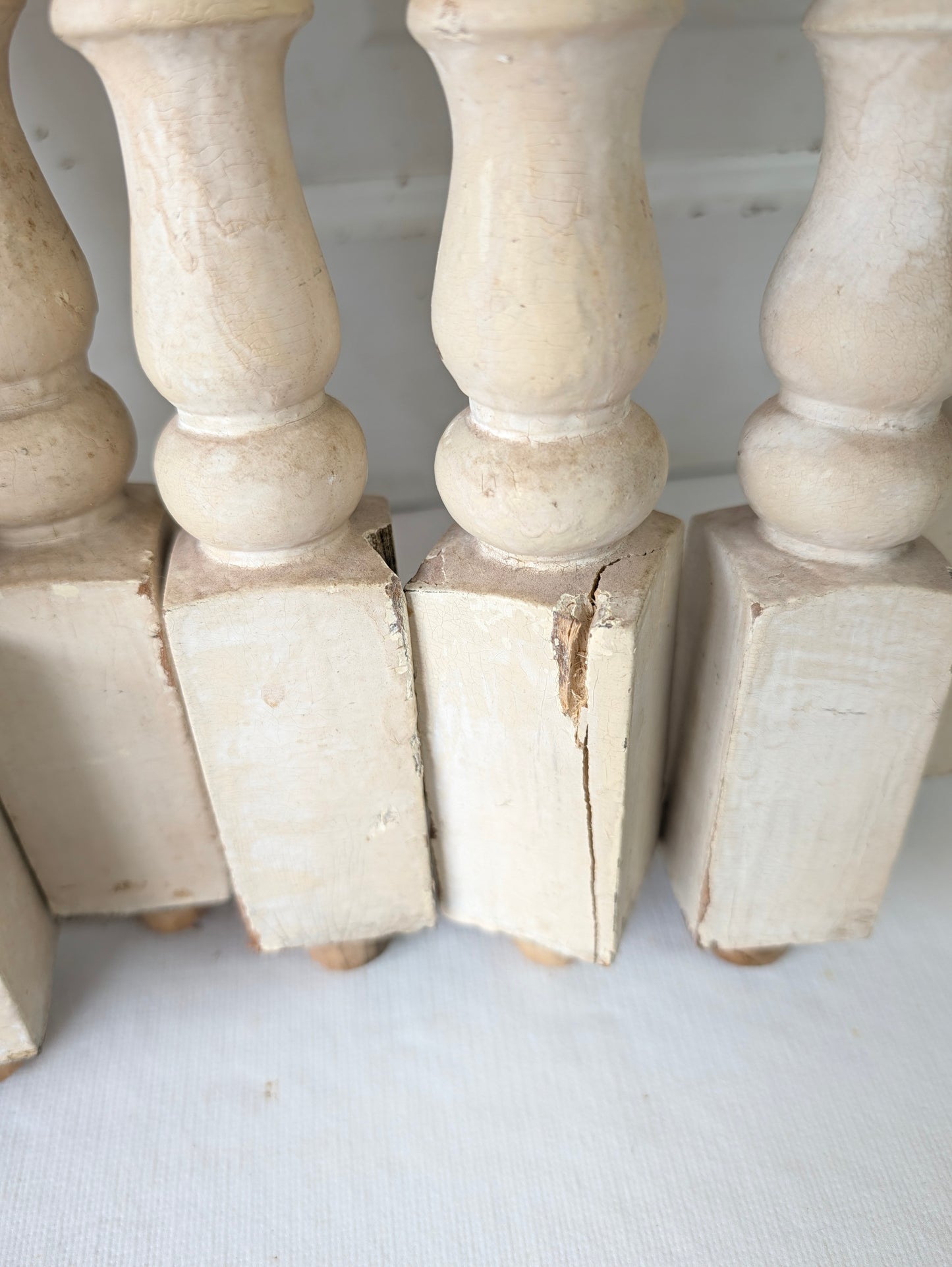 Set of 28 Antique Spindles, 28 Old Turned Wood Stair Balusters