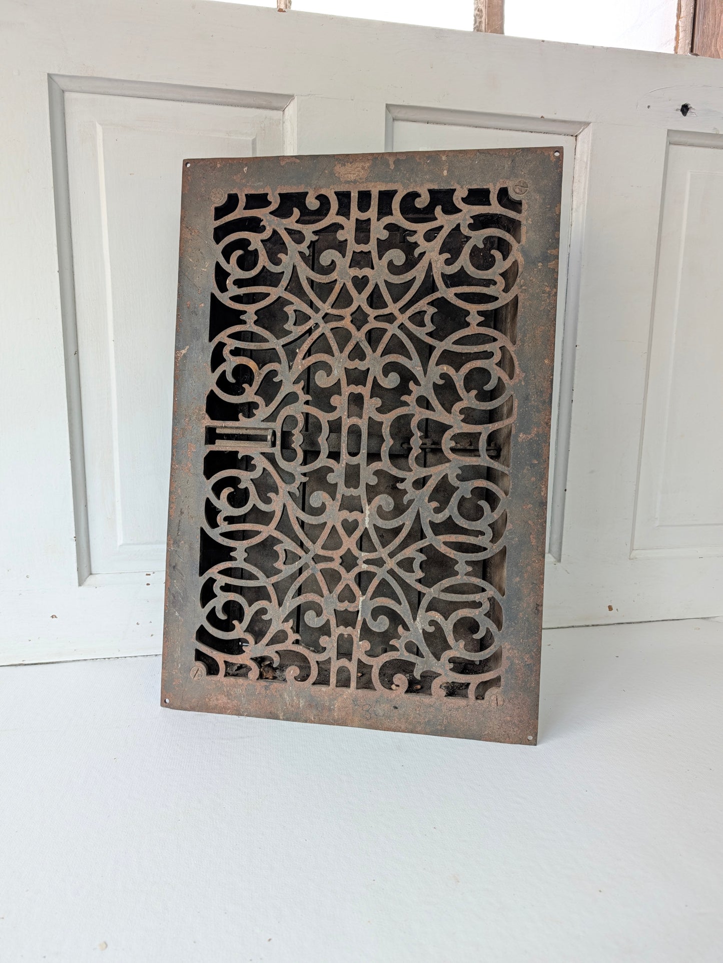 14 x 21 Antique Working Large Cast Iron Vent Cover with Ornate Design