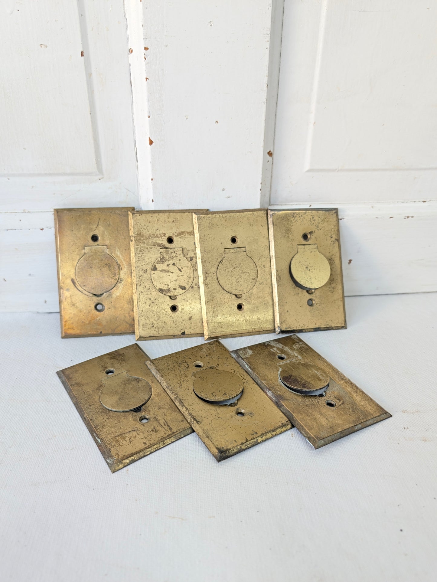 One Edison Outlet Cover Plate, Screw In Outlet Brass Plate with Cover