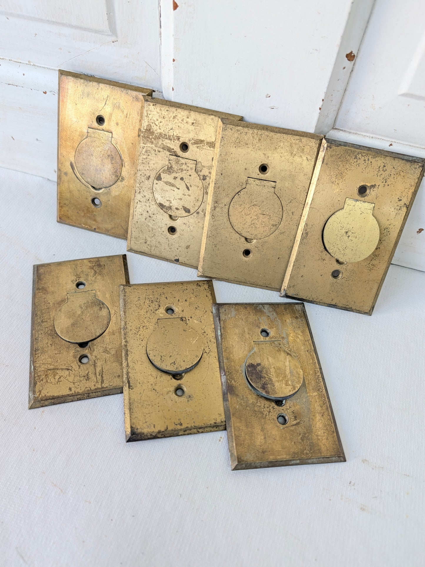 One Edison Outlet Cover Plate, Screw In Outlet Brass Plate with Cover