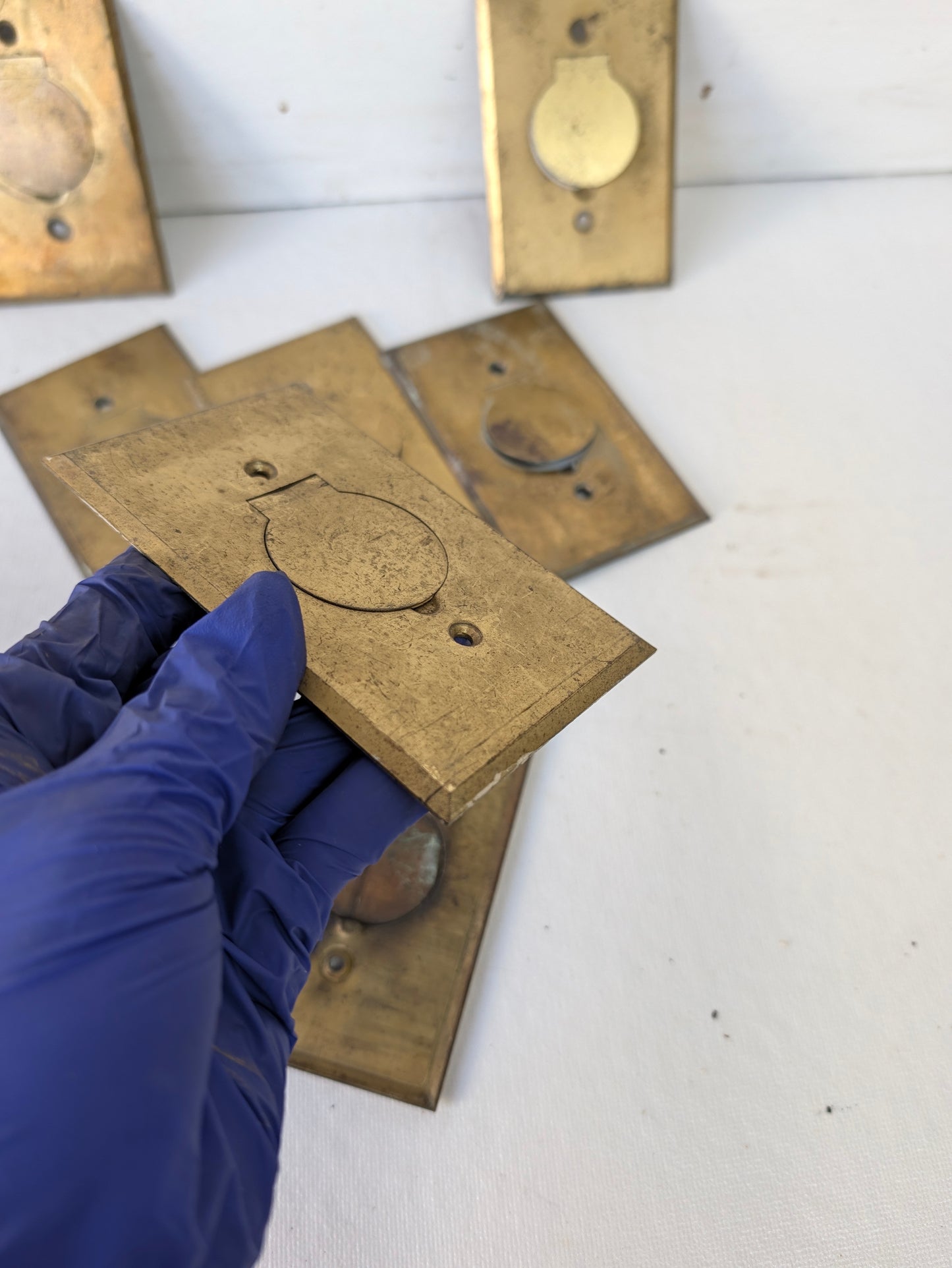 One Edison Outlet Cover Plate, Screw In Outlet Brass Plate with Cover