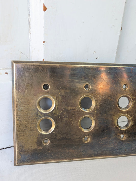 Triple Push Button Switch Plate, Brass Light Switchplate