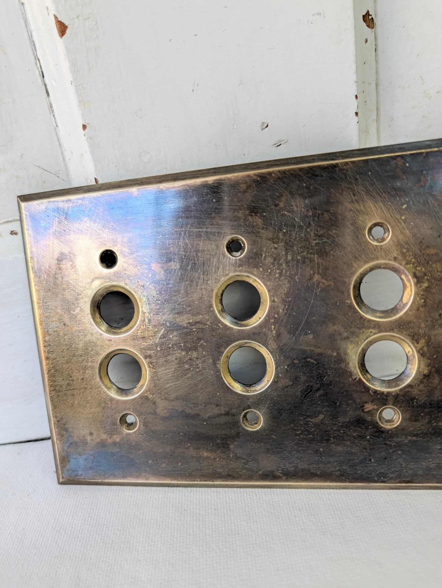 Triple Push Button Switch Plate, Brass Light Switchplate