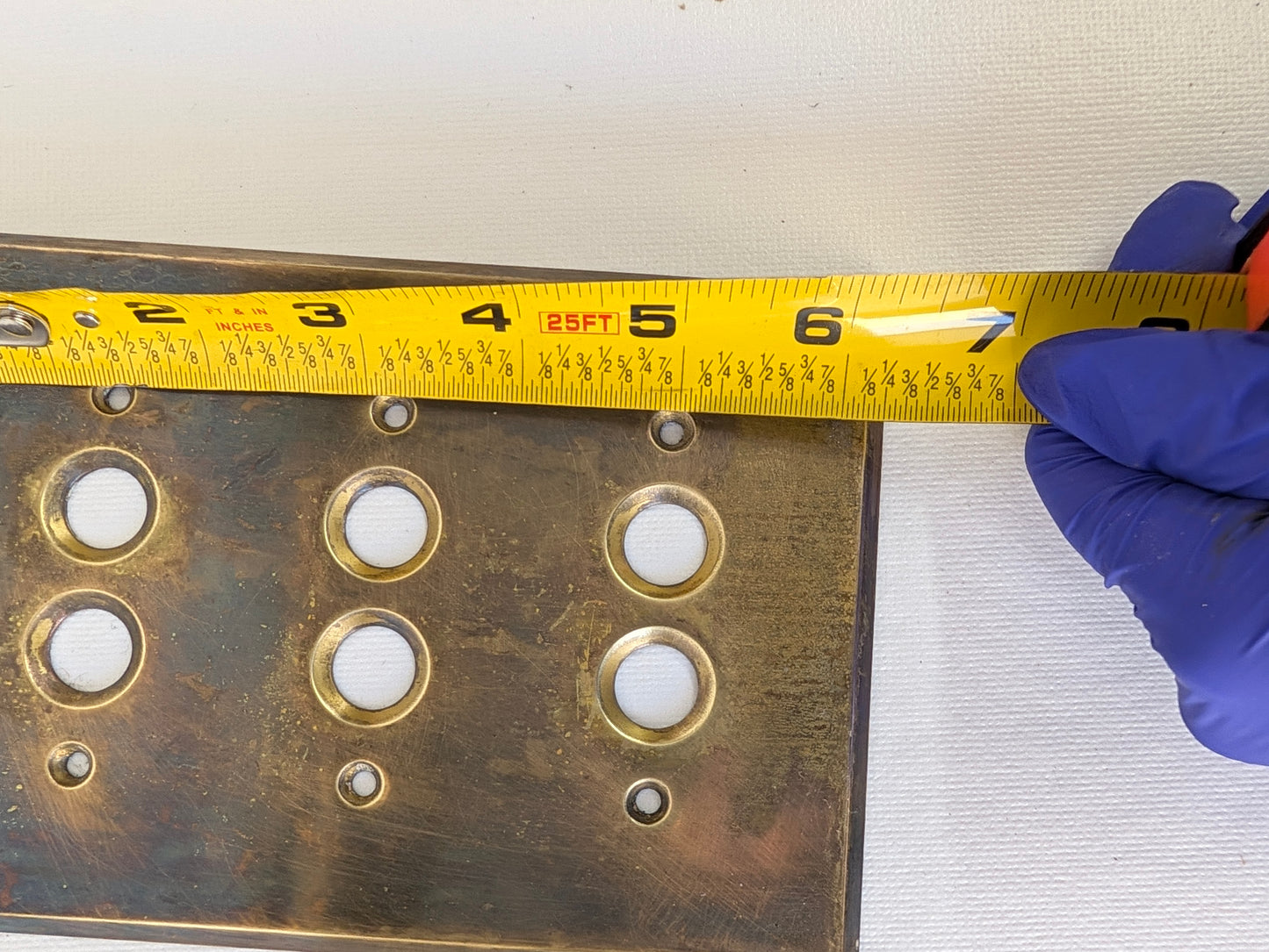Triple Push Button Switch Plate, Brass Light Switchplate