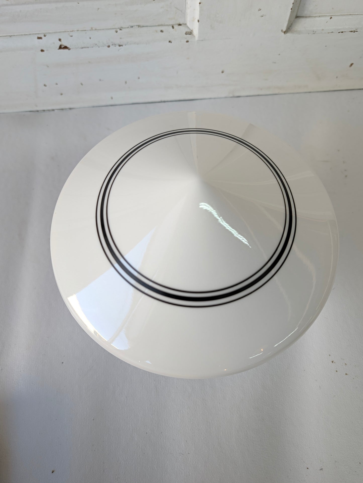 White and Black Ceiling Light, Vintage Milk Glass Light