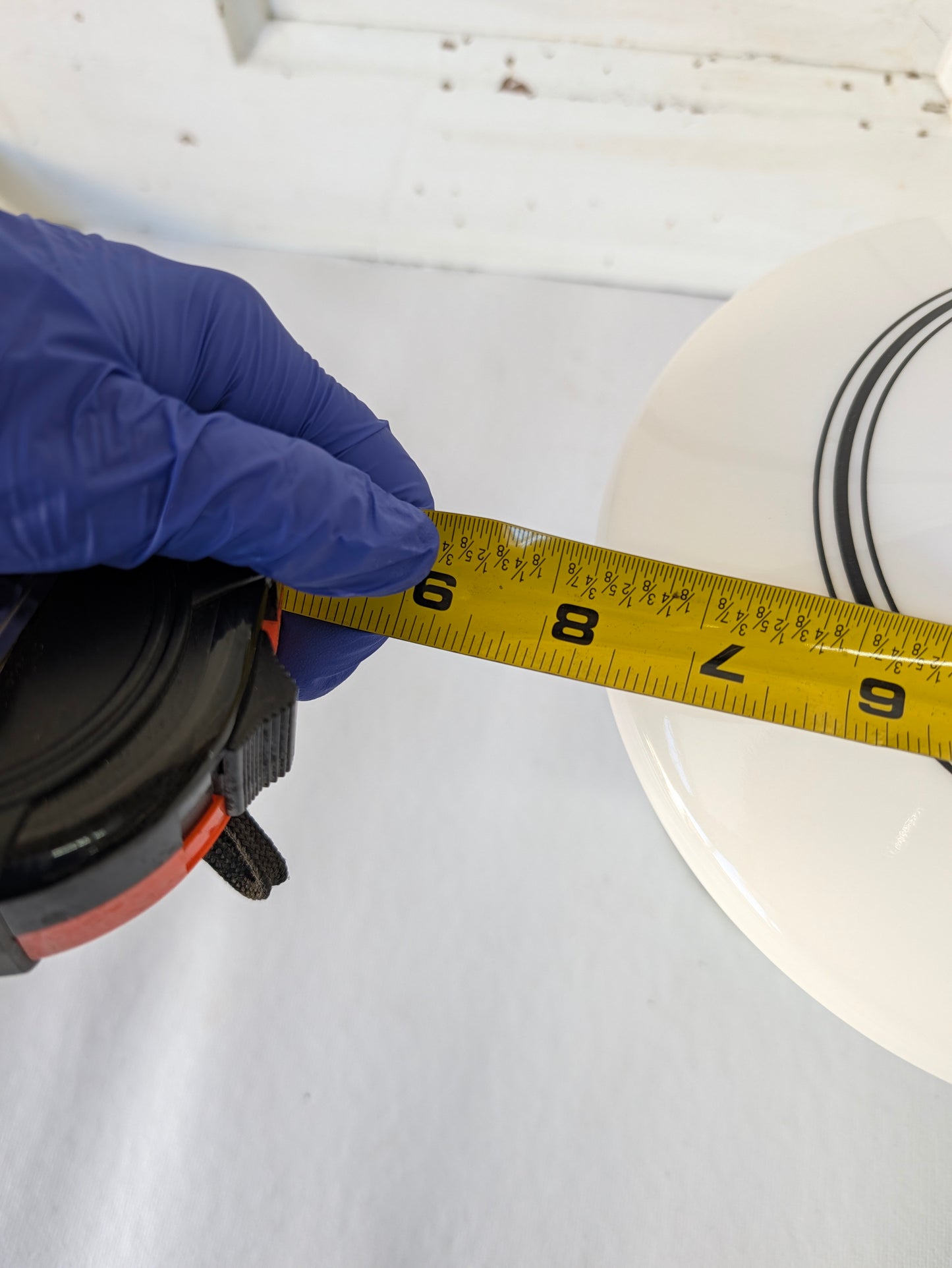 White and Black Ceiling Light, Vintage Milk Glass Light