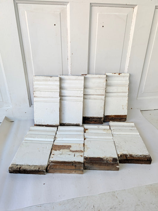 Eight Matching Antique Plinth Blocks, Base Trim Corner Blocks