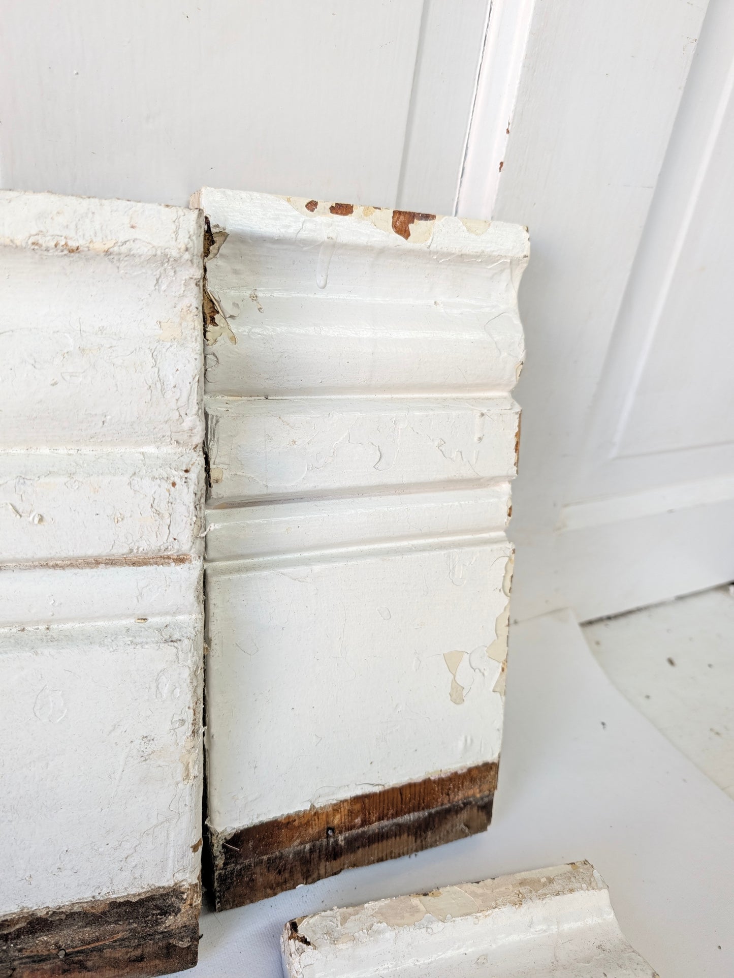 Eight Matching Antique Plinth Blocks, Base Trim Corner Blocks