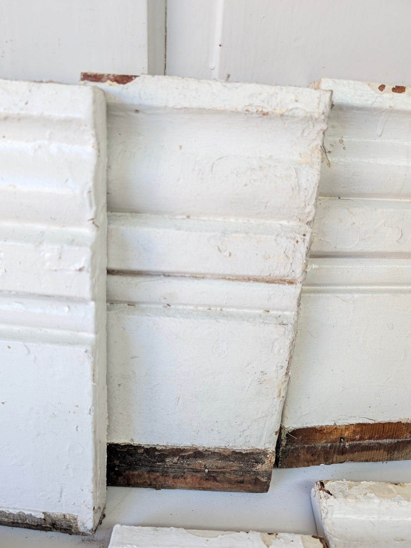 Eight Matching Antique Plinth Blocks, Base Trim Corner Blocks