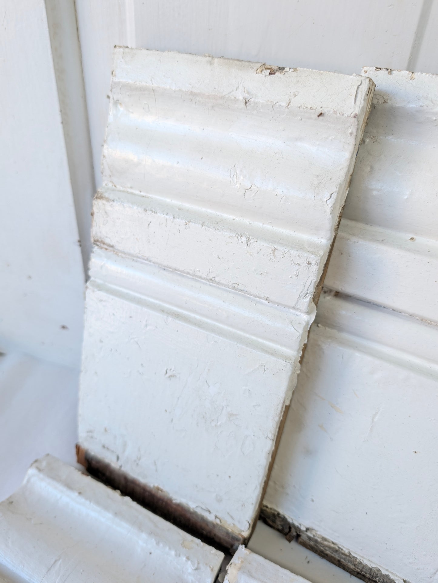 Eight Matching Antique Plinth Blocks, Base Trim Corner Blocks