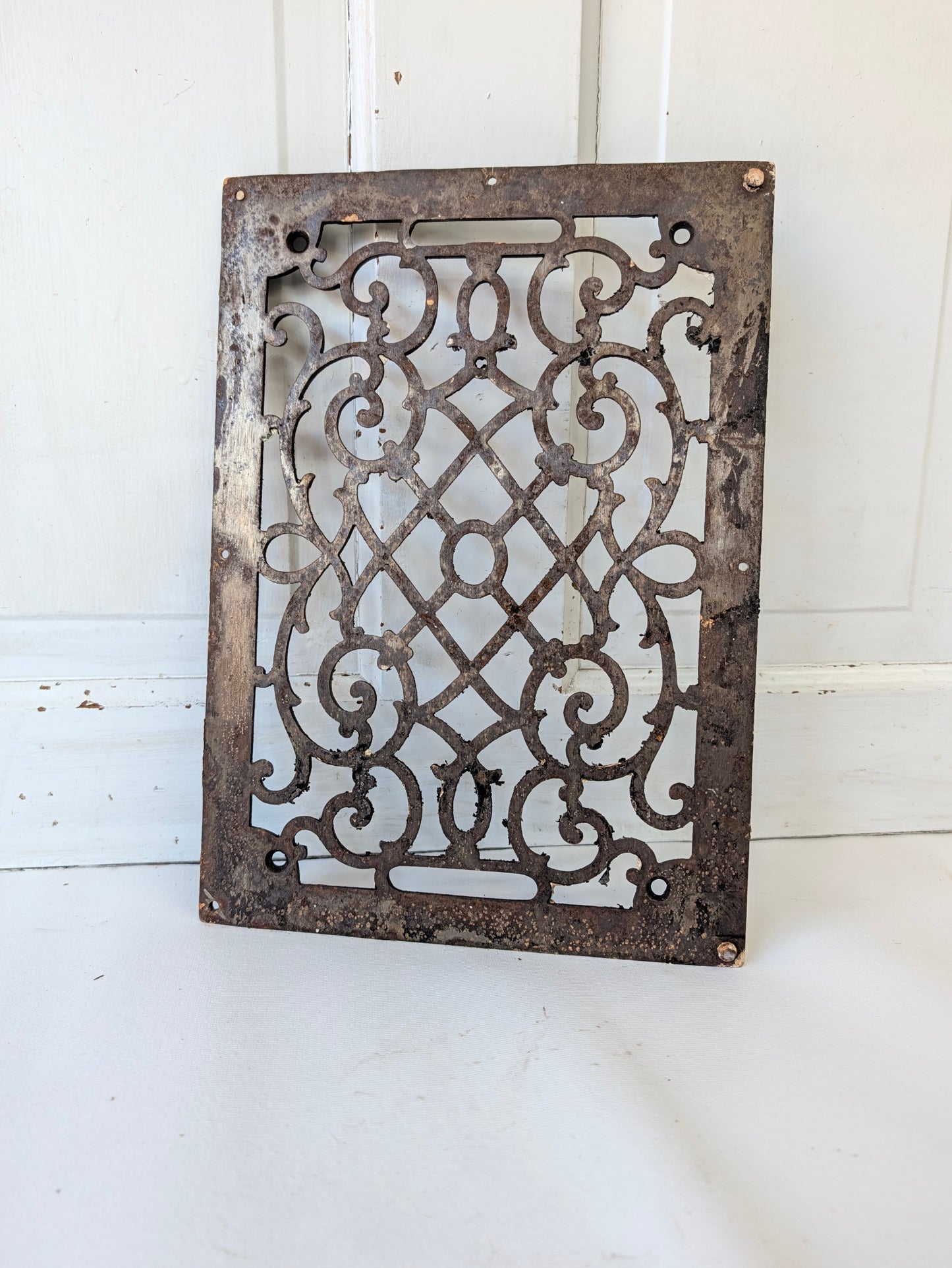 10 x 14 Scroll Design Vent Cover, Vintage Cast Iron Register