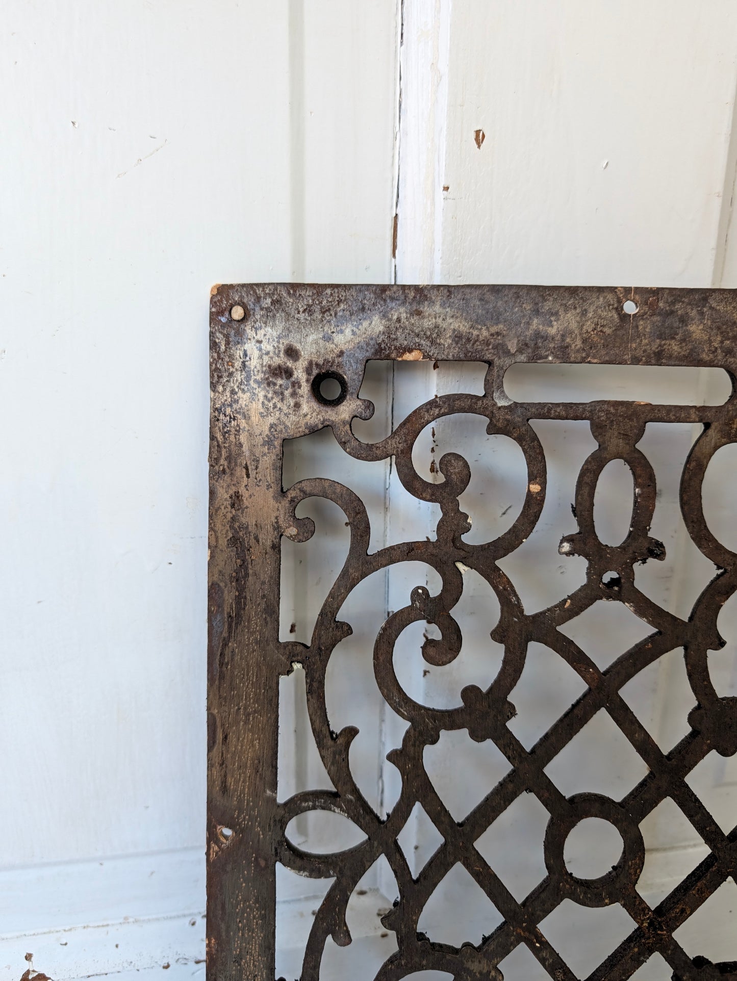 10 x 14 Scroll Design Vent Cover, Vintage Cast Iron Register