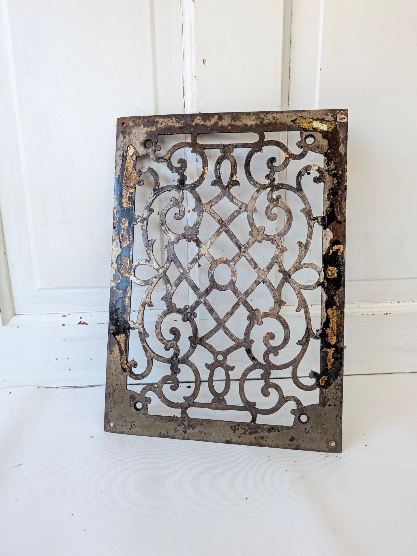 10 x 14 Scroll Design Vent Cover, Vintage Cast Iron Register