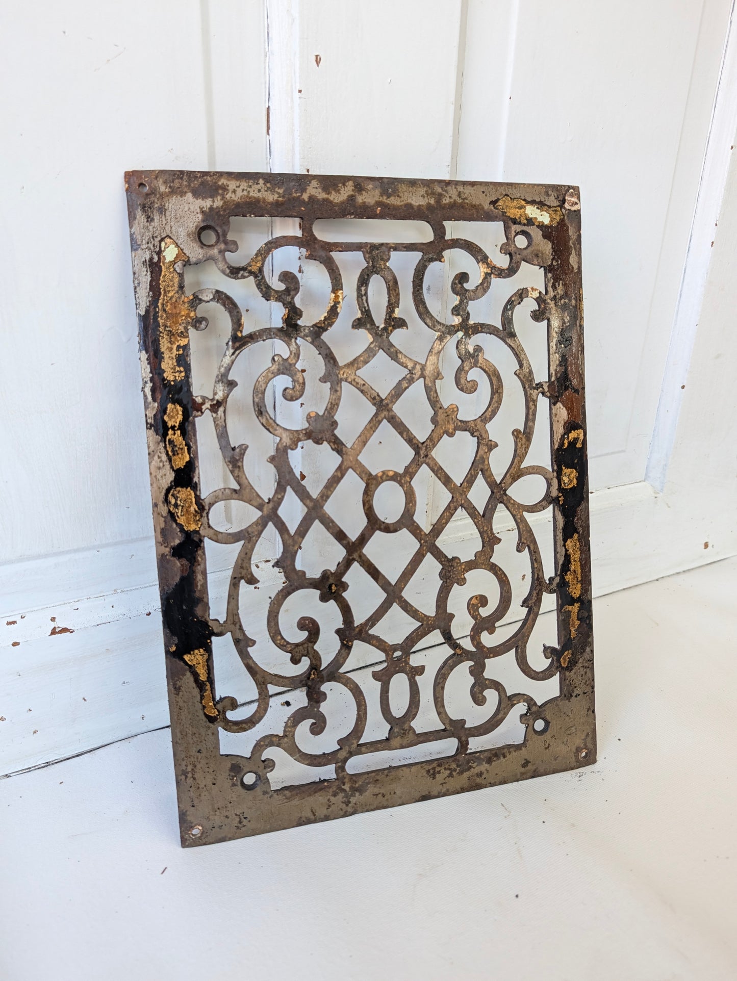 10 x 14 Scroll Design Vent Cover, Vintage Cast Iron Register