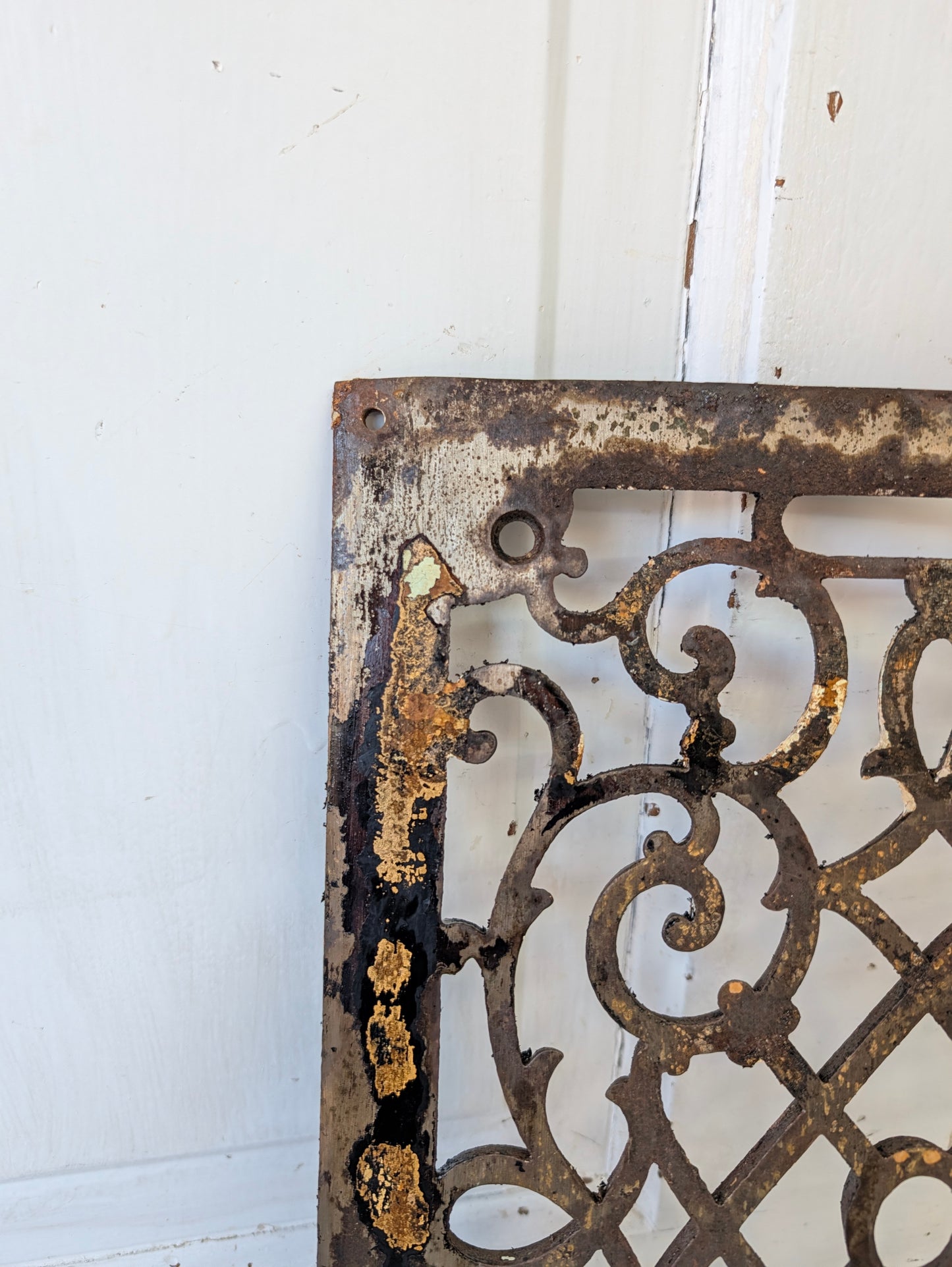 10 x 14 Scroll Design Vent Cover, Vintage Cast Iron Register
