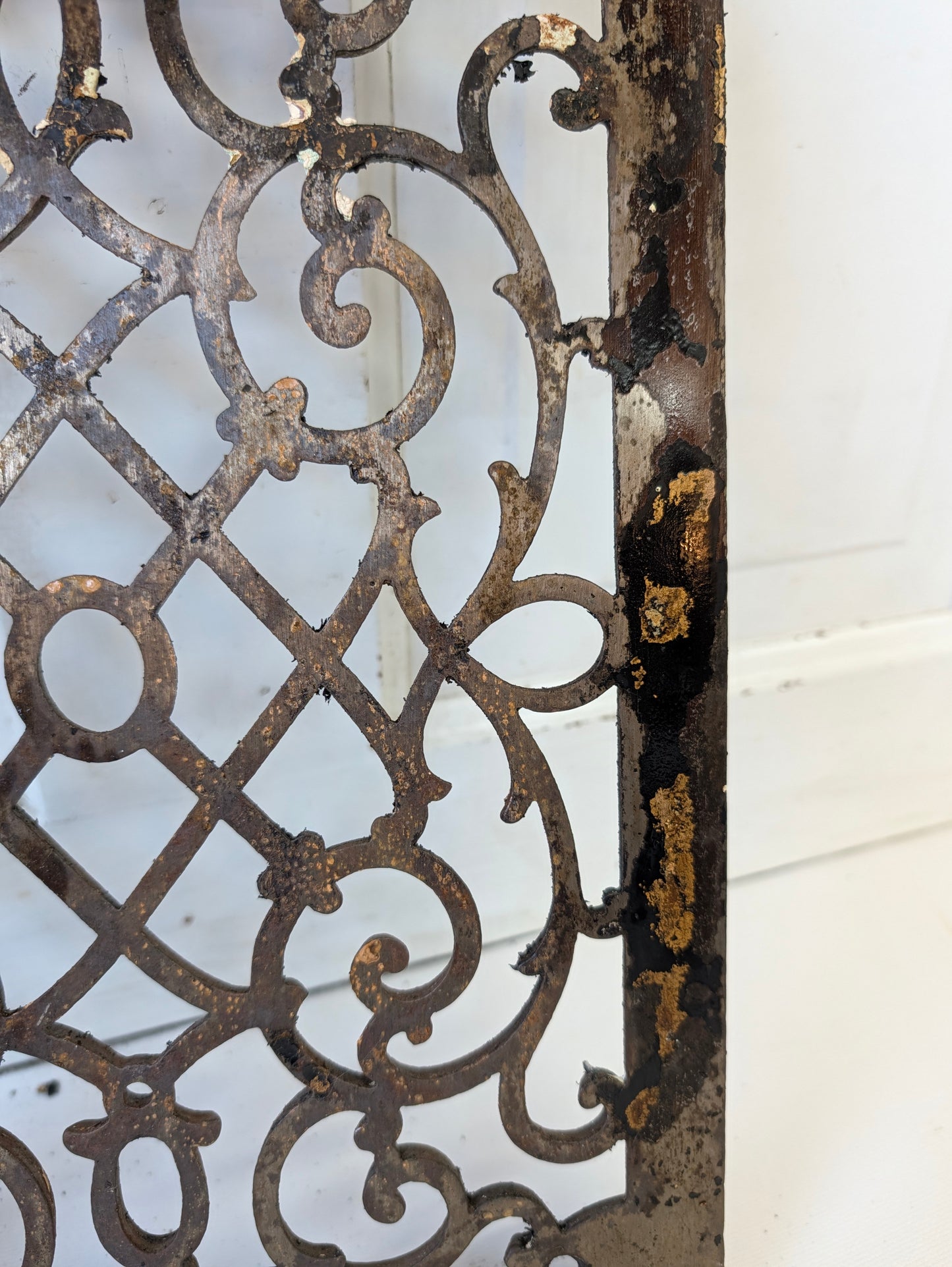 10 x 14 Scroll Design Vent Cover, Vintage Cast Iron Register