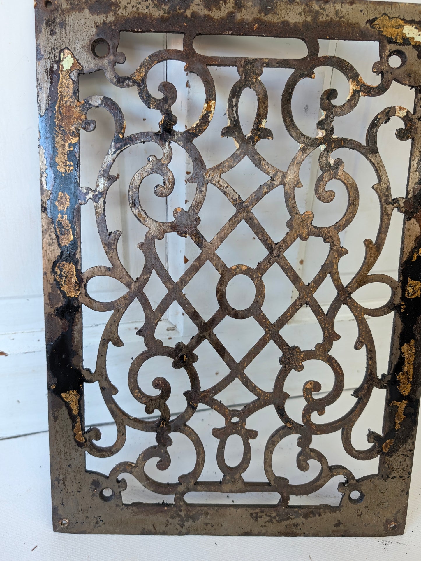 10 x 14 Scroll Design Vent Cover, Vintage Cast Iron Register