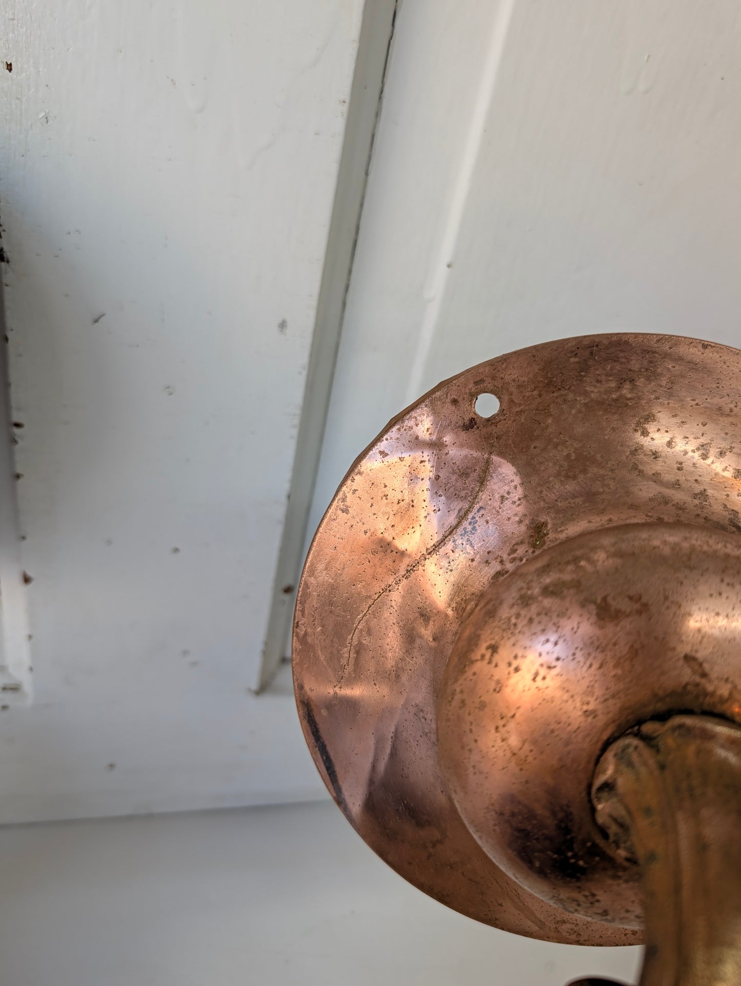 Two Copper Sconces with Tulip Shades, Arts and Crafts Wall Lighting
