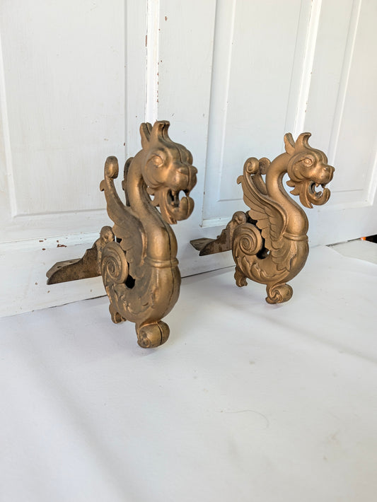 10 x 6 Large Iron Shelf Brackets, Griffin Design Shelf Supports
