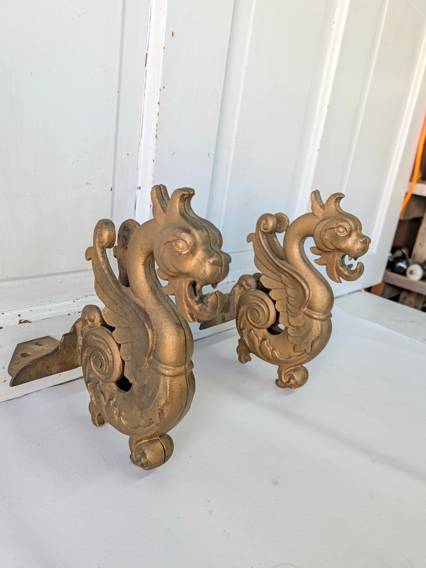 10 x 6 Large Iron Shelf Brackets, Griffin Design Shelf Supports