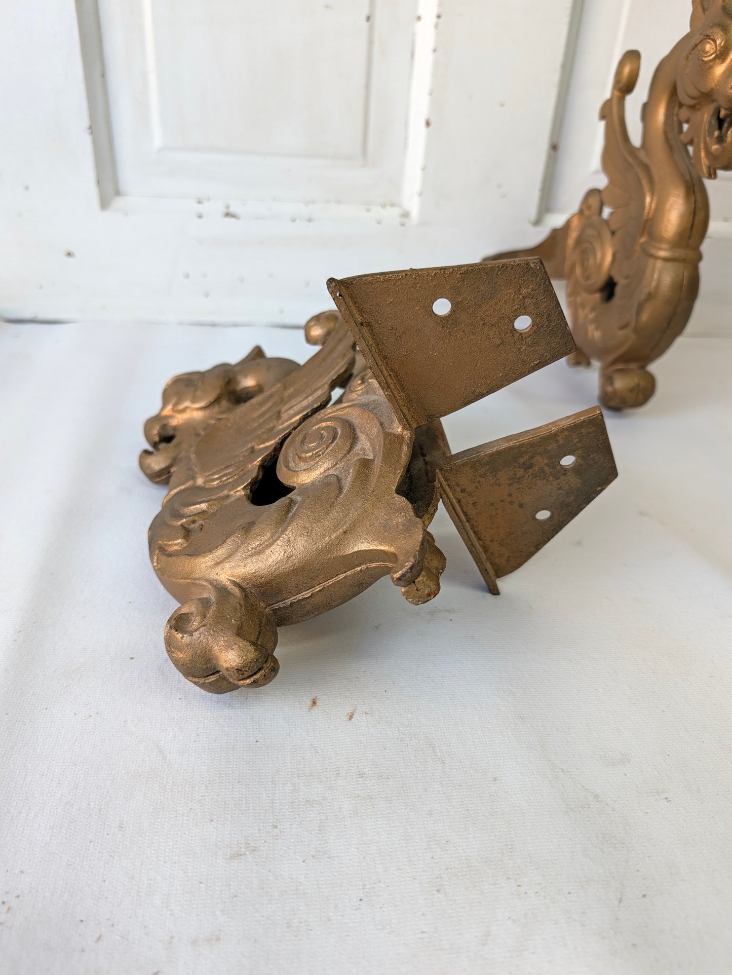 10 x 6 Large Iron Shelf Brackets, Griffin Design Shelf Supports