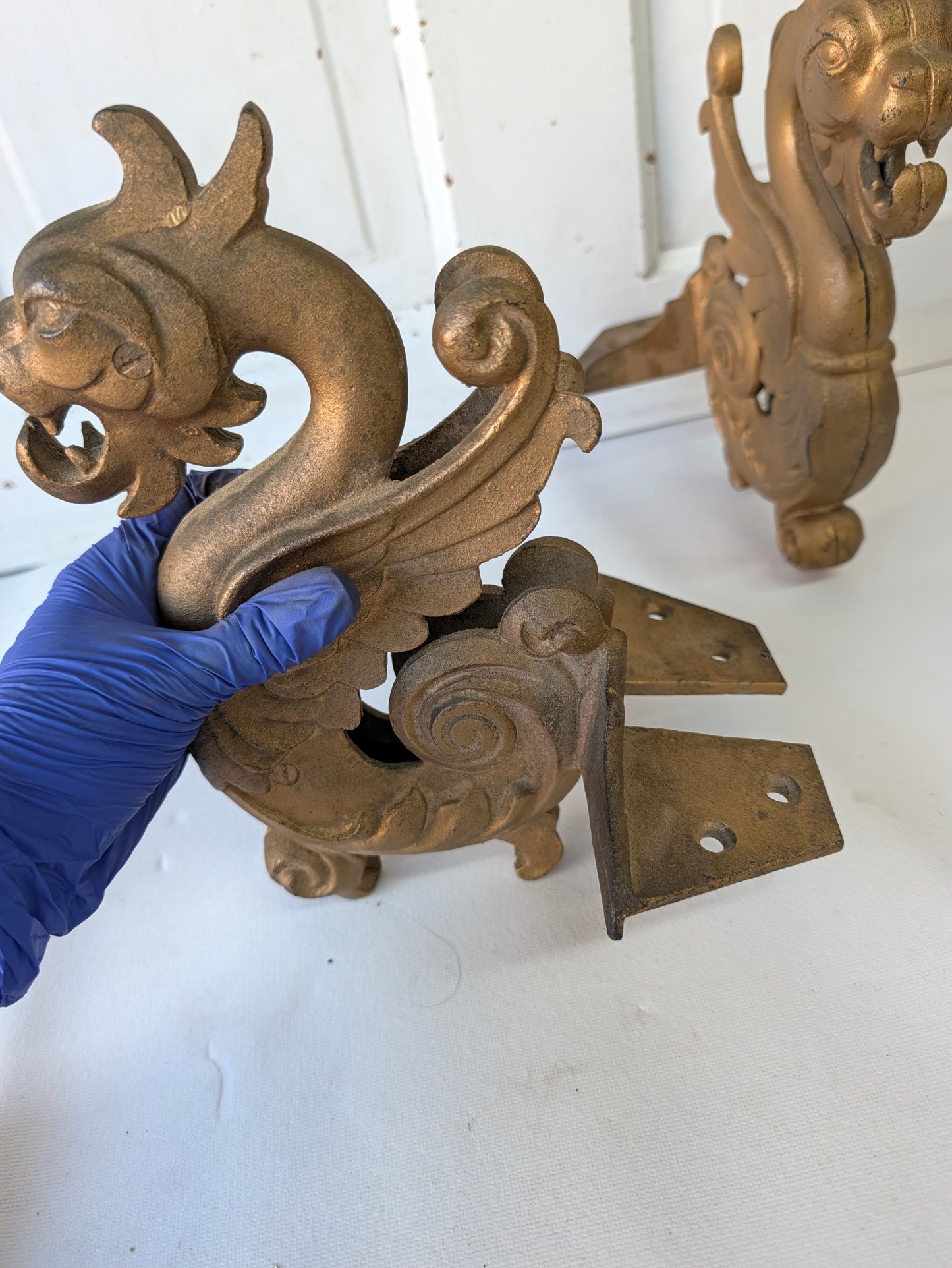 10 x 6 Large Iron Shelf Brackets, Griffin Design Shelf Supports