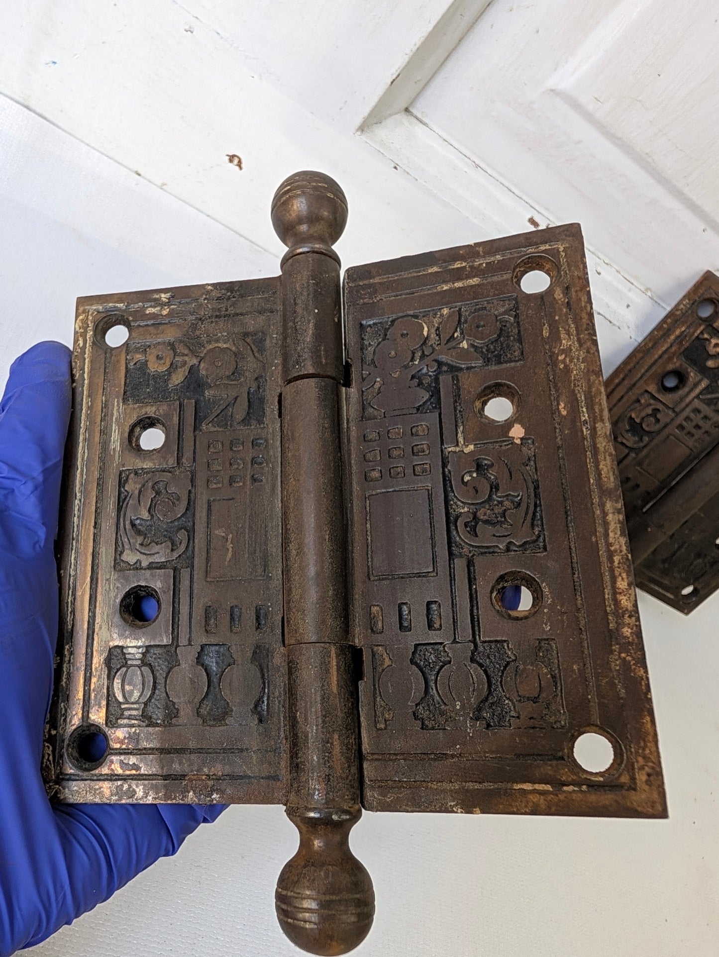 Set of 4.5 Eastlake Hinges, Two Antique Door Hinges