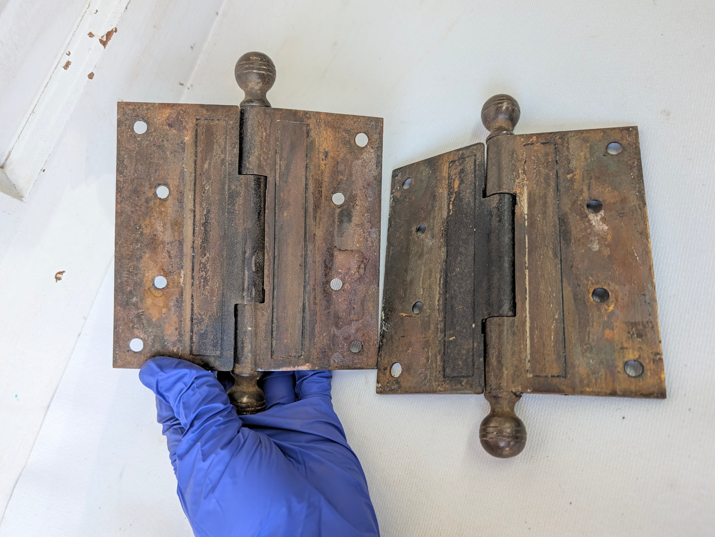 Set of 4.5 Eastlake Hinges, Two Antique Door Hinges