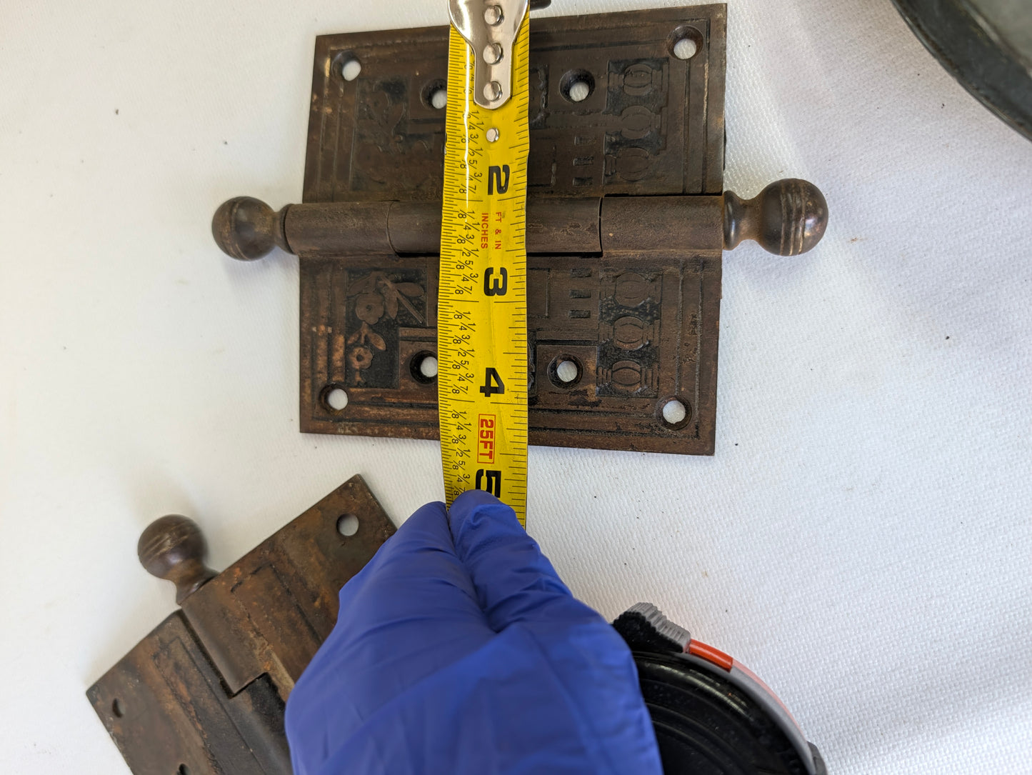 Set of 4.5 Eastlake Hinges, Two Antique Door Hinges
