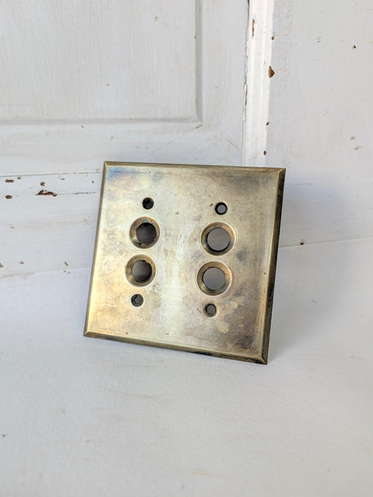 Double Push Button Switch Plate, Brass Light Switchplate