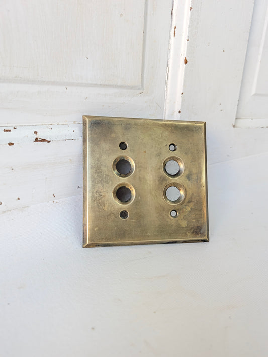 Double Push Button Switch Plate, Brass Light Switchplate