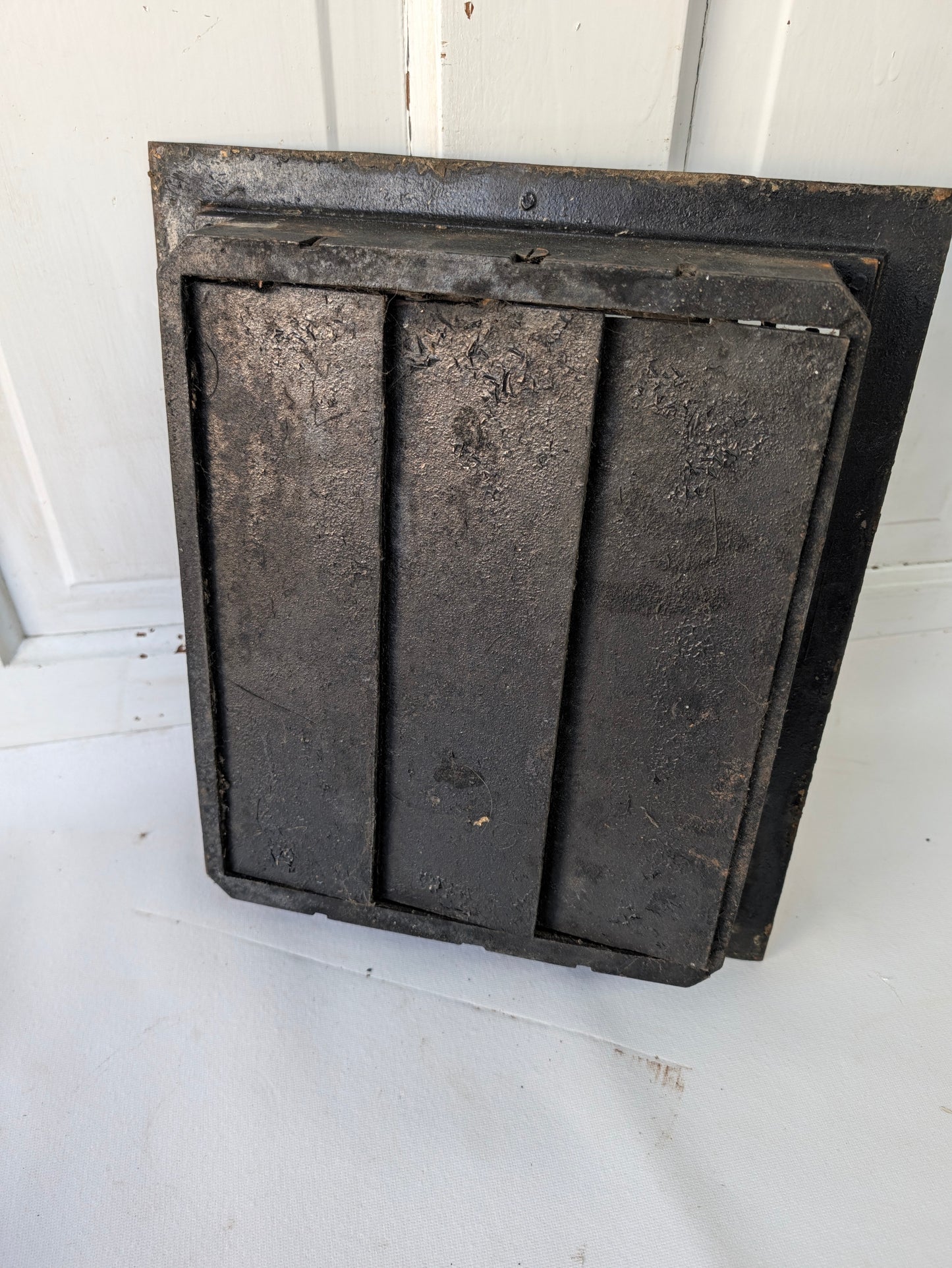 12 x 14 Scroll Design Vent Cover with Louvers, Working Vintage Cast Iron Register