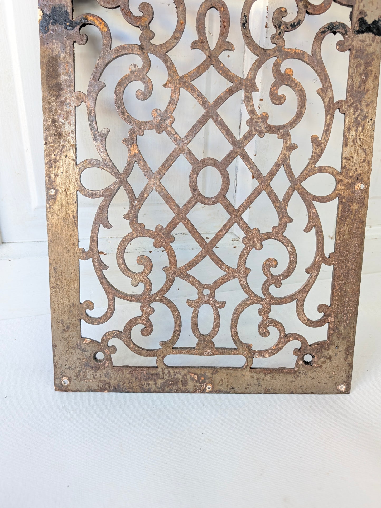 10 x 14 Antique Cast Iron Fancy Vent Cover, Floor Register Cover