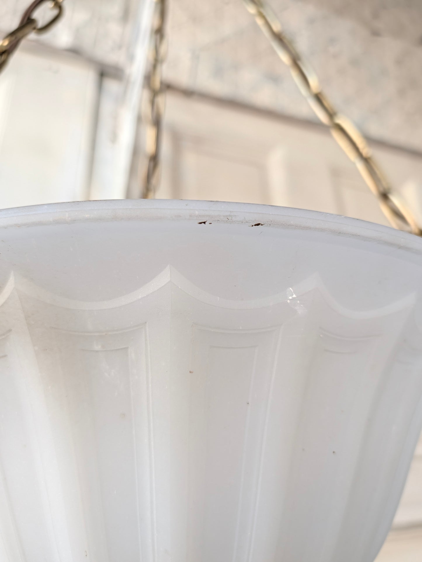 Victorian Molded Glass Bowl Chandelier: Frosted White Hanging Light