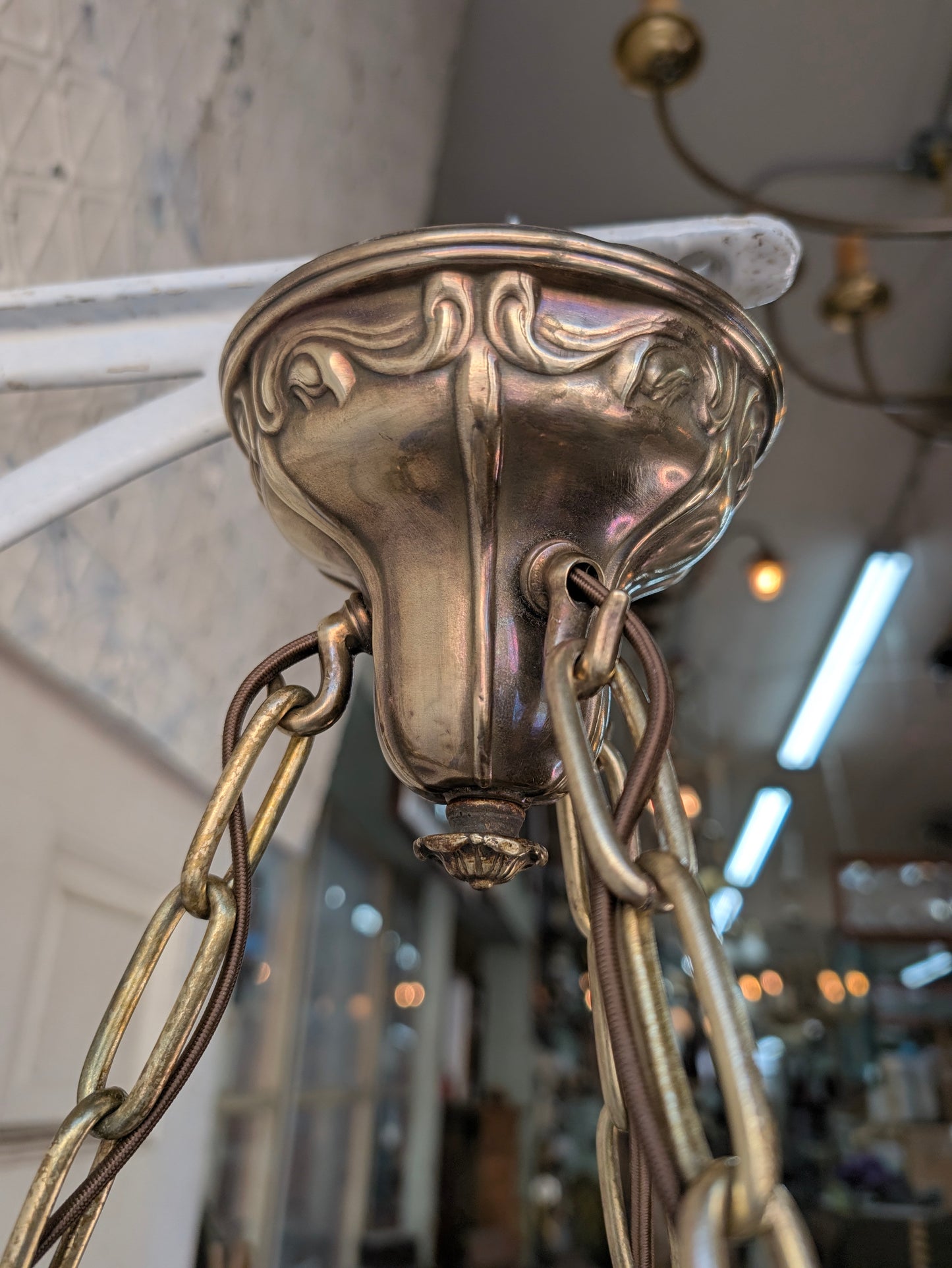 Victorian Molded Glass Bowl Chandelier: Frosted White Hanging Light