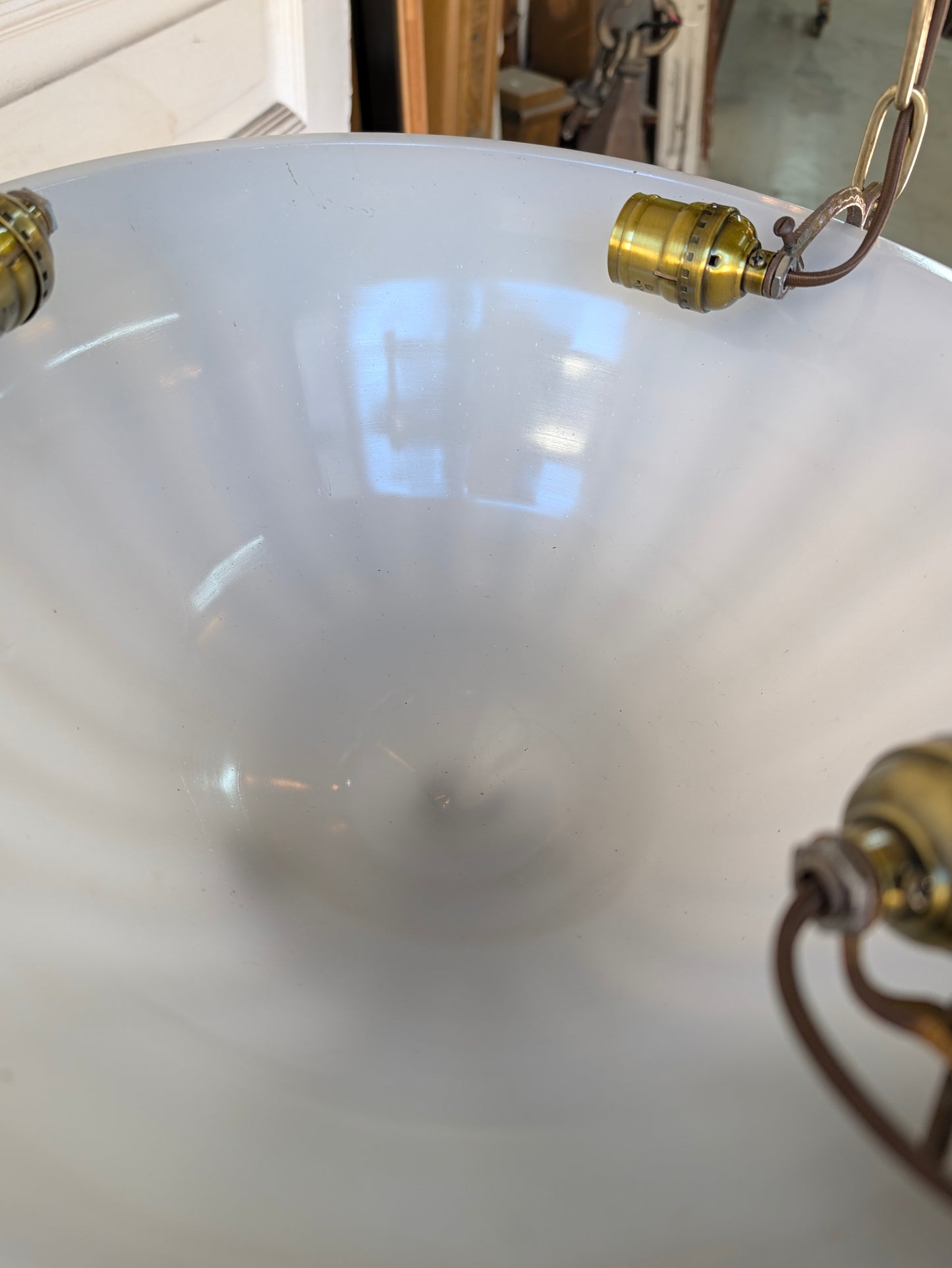 Victorian Molded Glass Bowl Chandelier: Frosted White Hanging Light