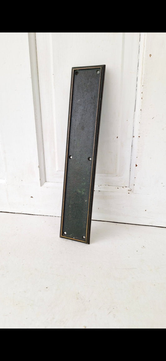 15 x 3 Vintage Door Bronze Push Plate, Vintage Church Door Push Plate Hardware