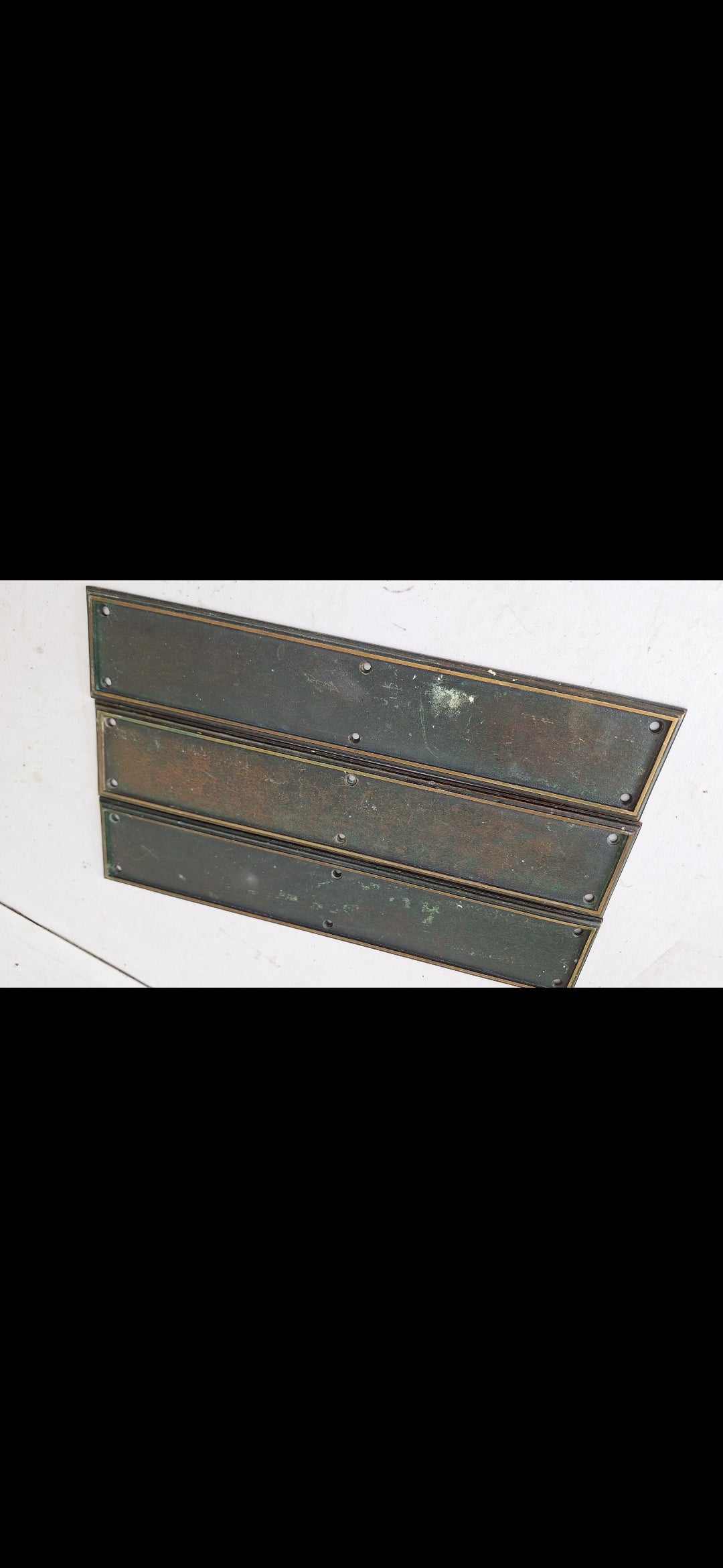 15 x 3 Vintage Door Bronze Push Plate, Vintage Church Door Push Plate Hardware