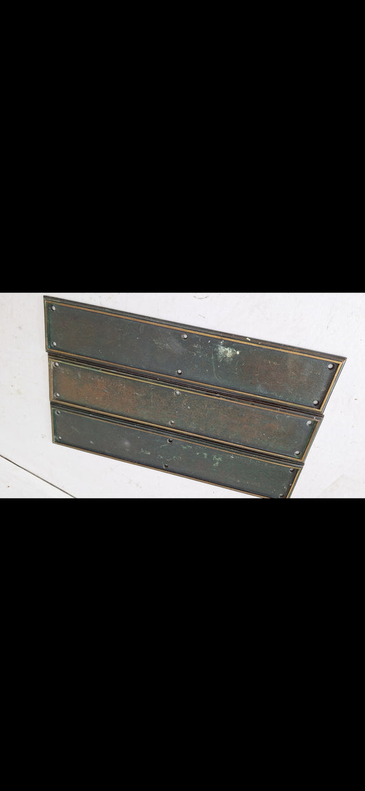 15 x 3 Vintage Door Bronze Push Plate, Vintage Church Door Push Plate Hardware