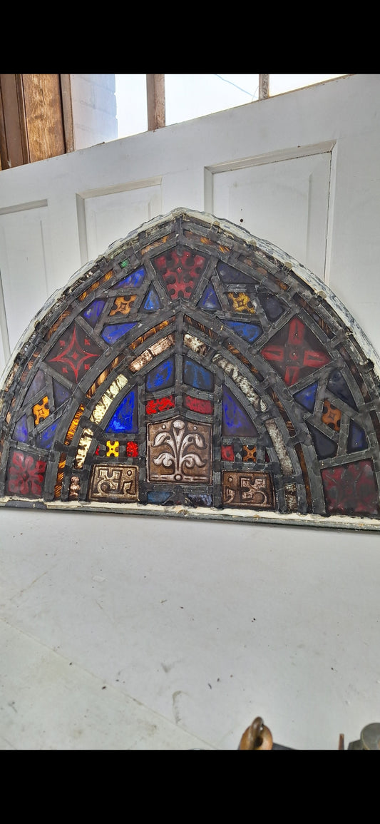 Gothic Arch Antique Stained Glass, Vintage Church Windows