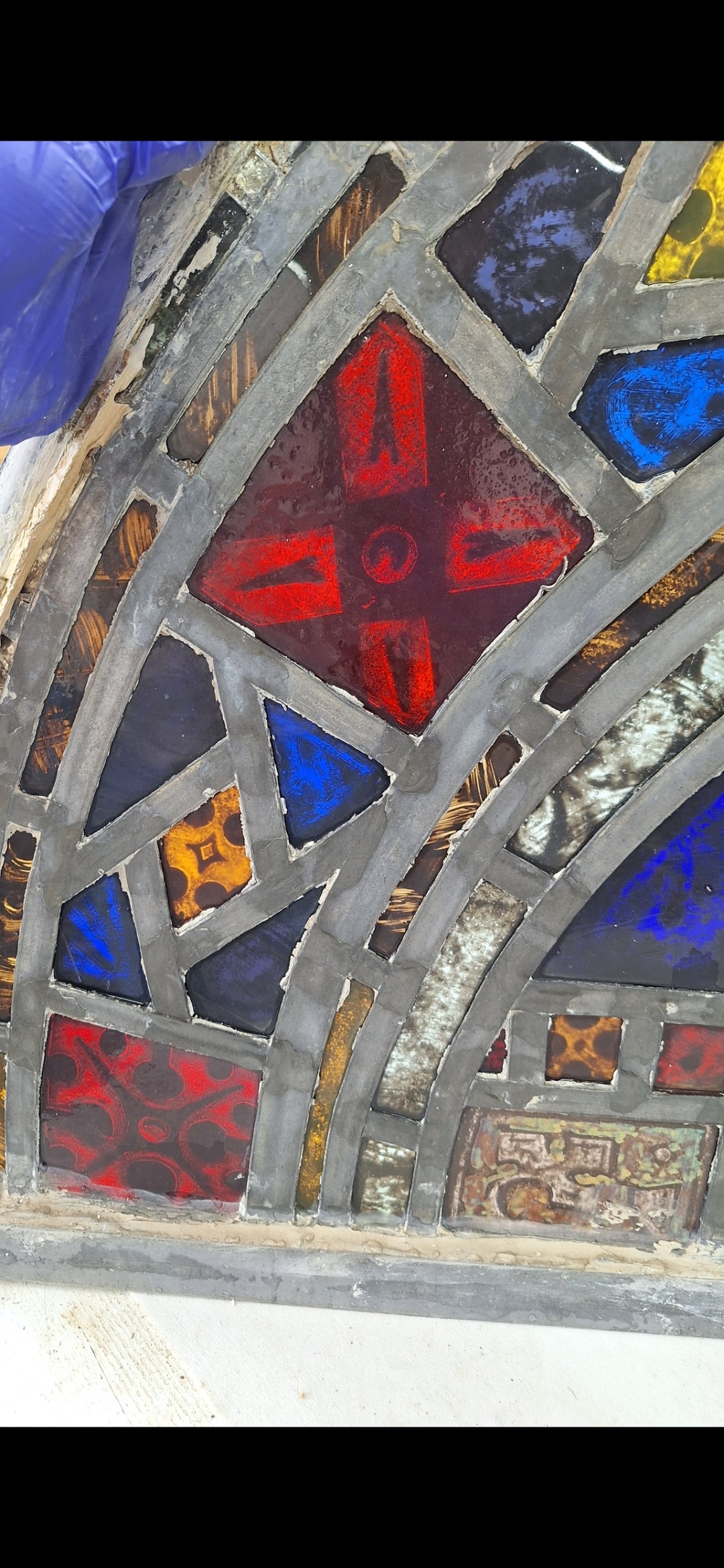 Gothic Arch Antique Stained Glass, Vintage Church Windows