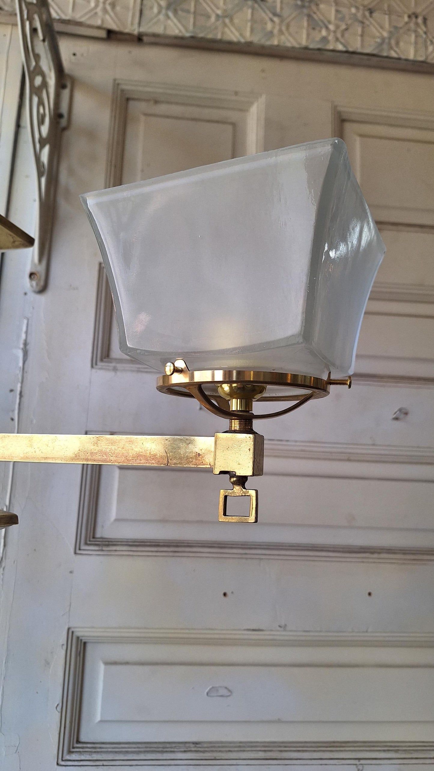 Antique Brass Arts & Crafts Chandelier - Mission Style Light
