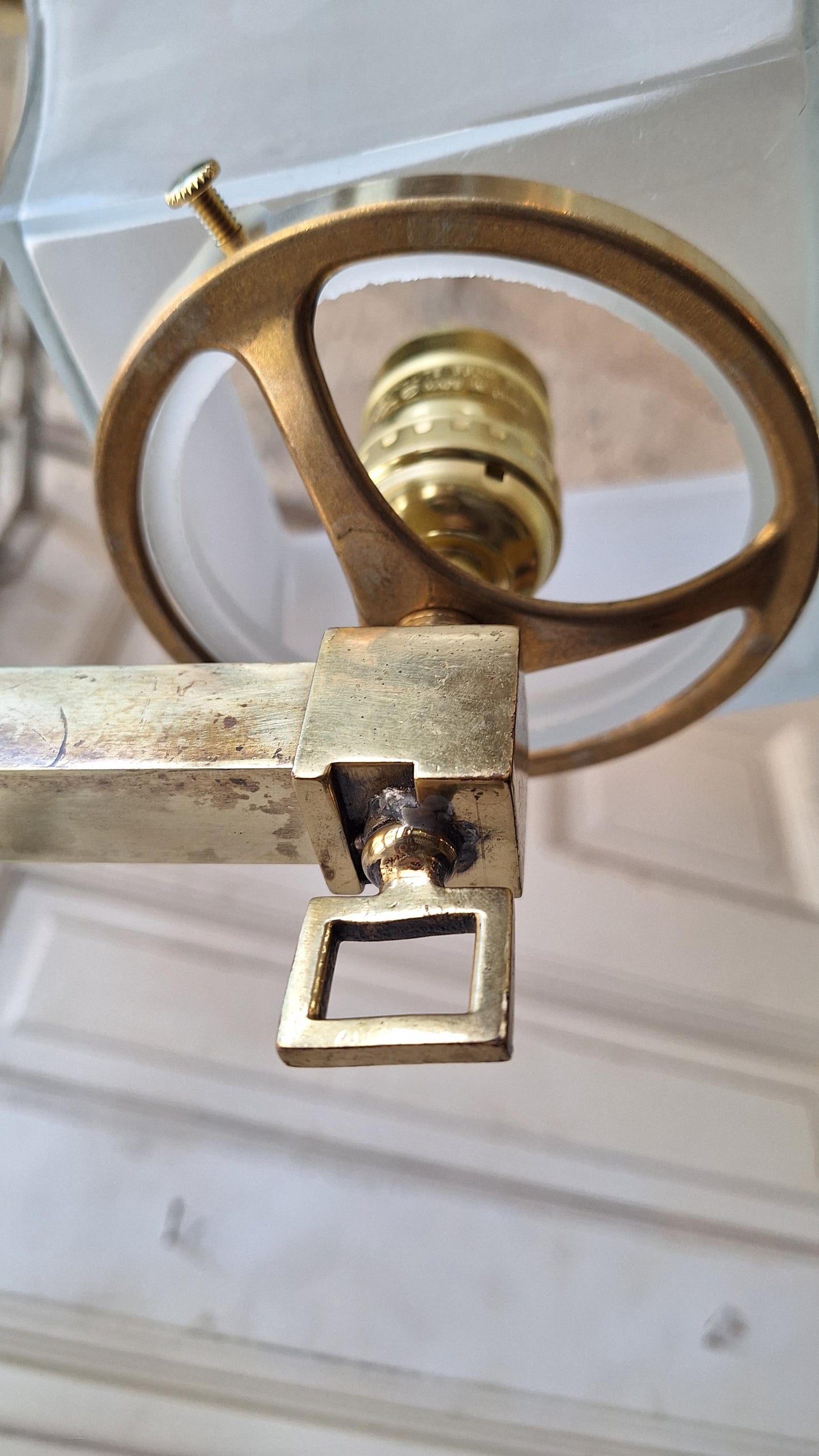 Antique Brass Arts & Crafts Chandelier - Mission Style Light