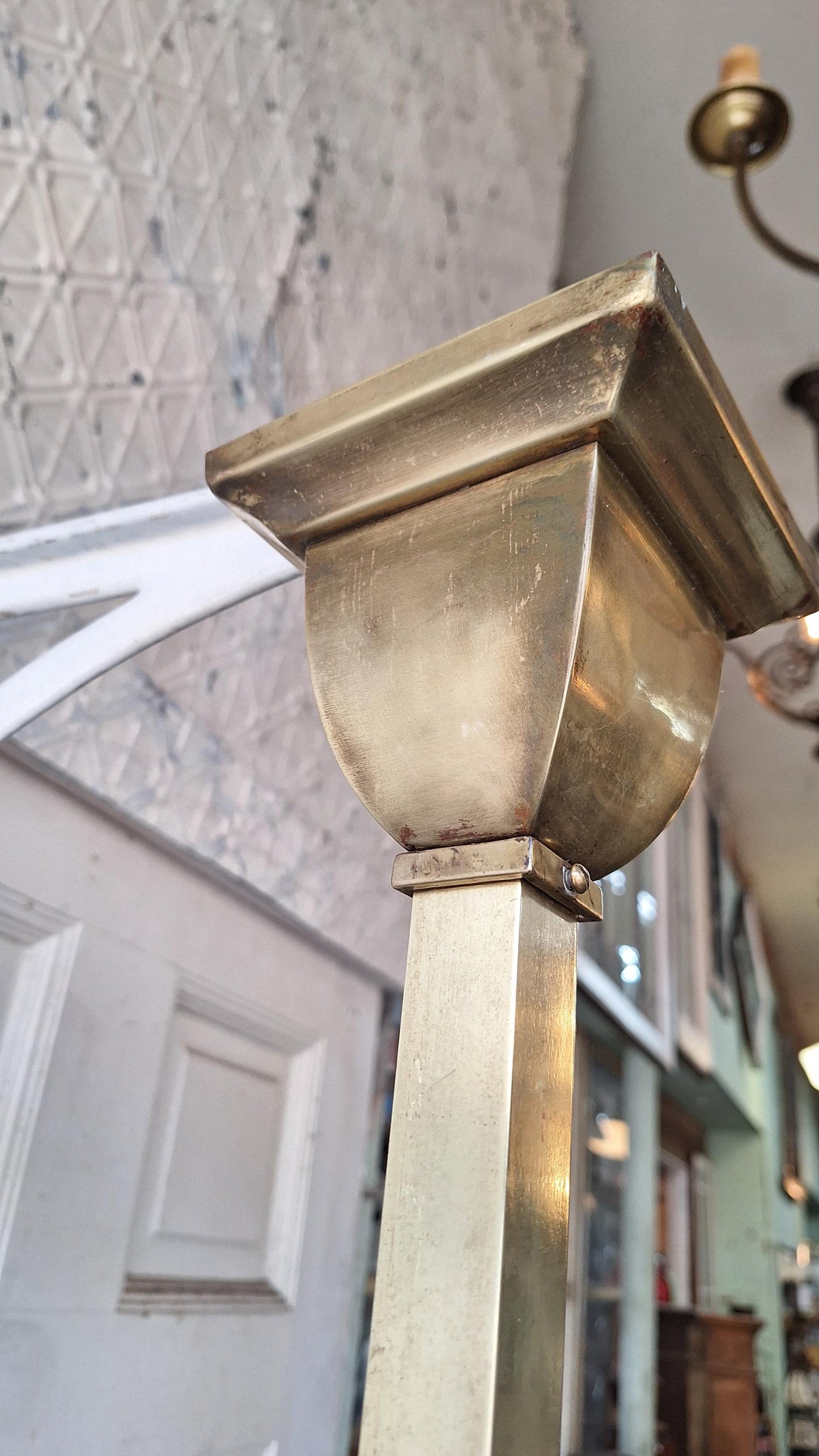 Antique Brass Arts & Crafts Chandelier - Mission Style Light