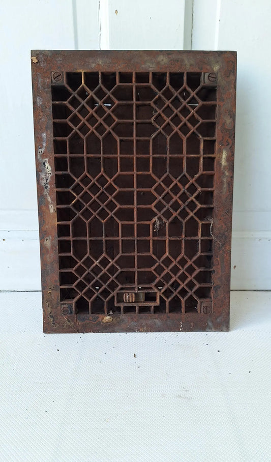 10 x 14 Antique Cast Iron Vent Grate Cover, Working Vent Cover with Dampers, Heating Vent, Cast Iron Grate, Decorative Grate 042408