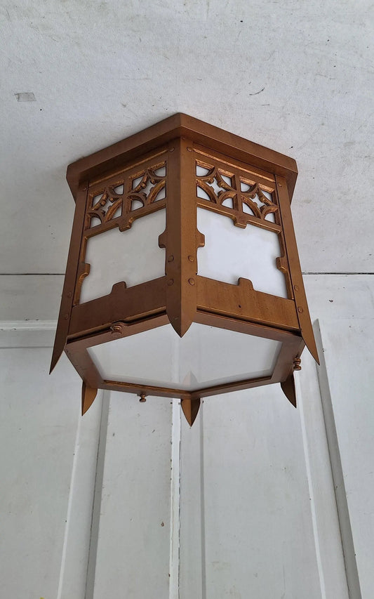 Gold Gothic Style Church Light, Flush Mount Vintage Ceiling Fixture