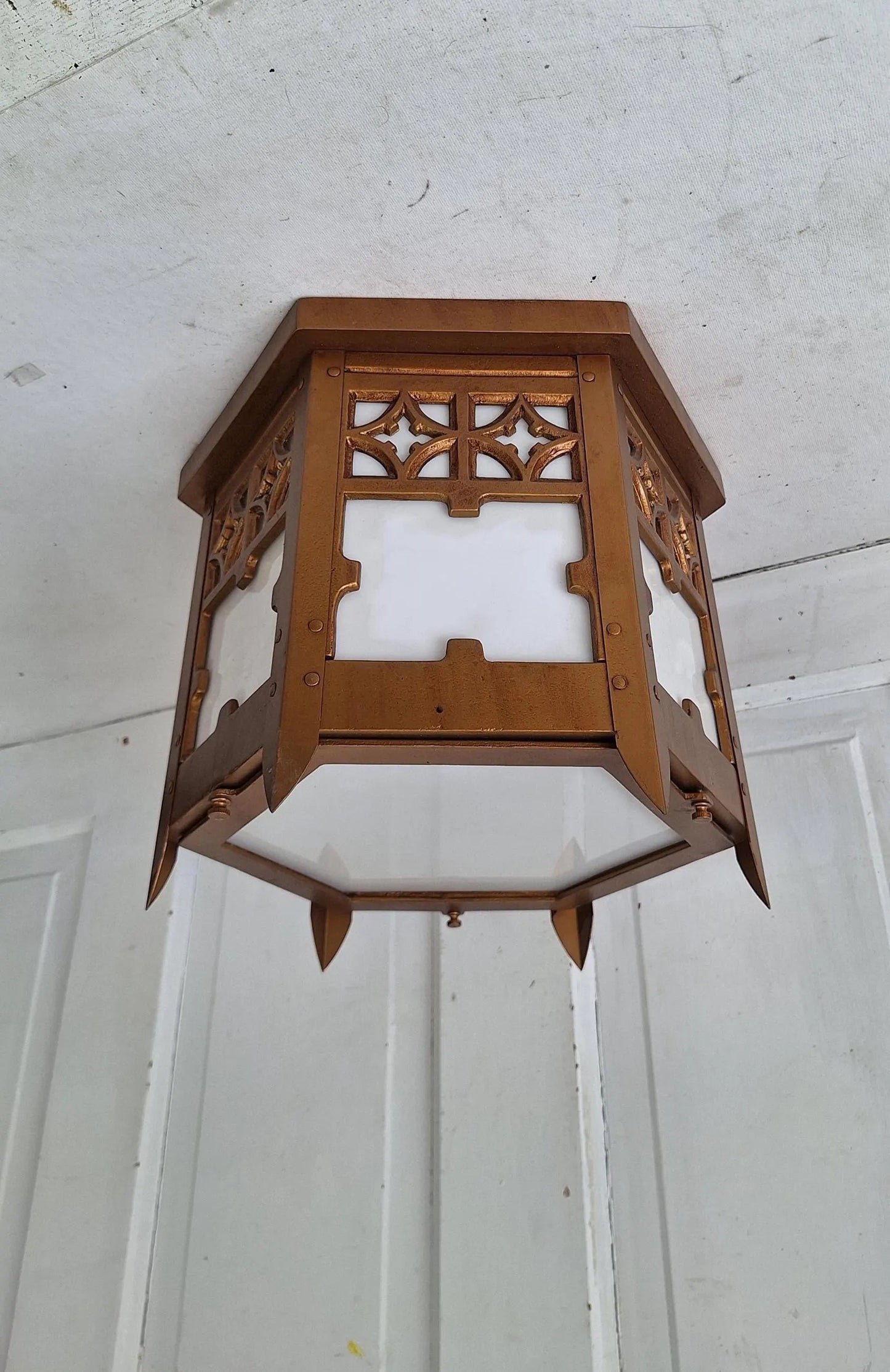 Gold Gothic Style Church Light, Flush Mount Vintage Ceiling Fixture