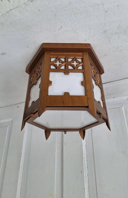 Gold Gothic Style Church Light, Flush Mount Vintage Ceiling Fixture