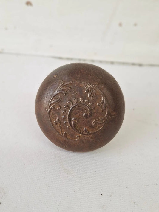Cast Iron Doorknob in Lyons Design, Antique Iron Door Knob Handle