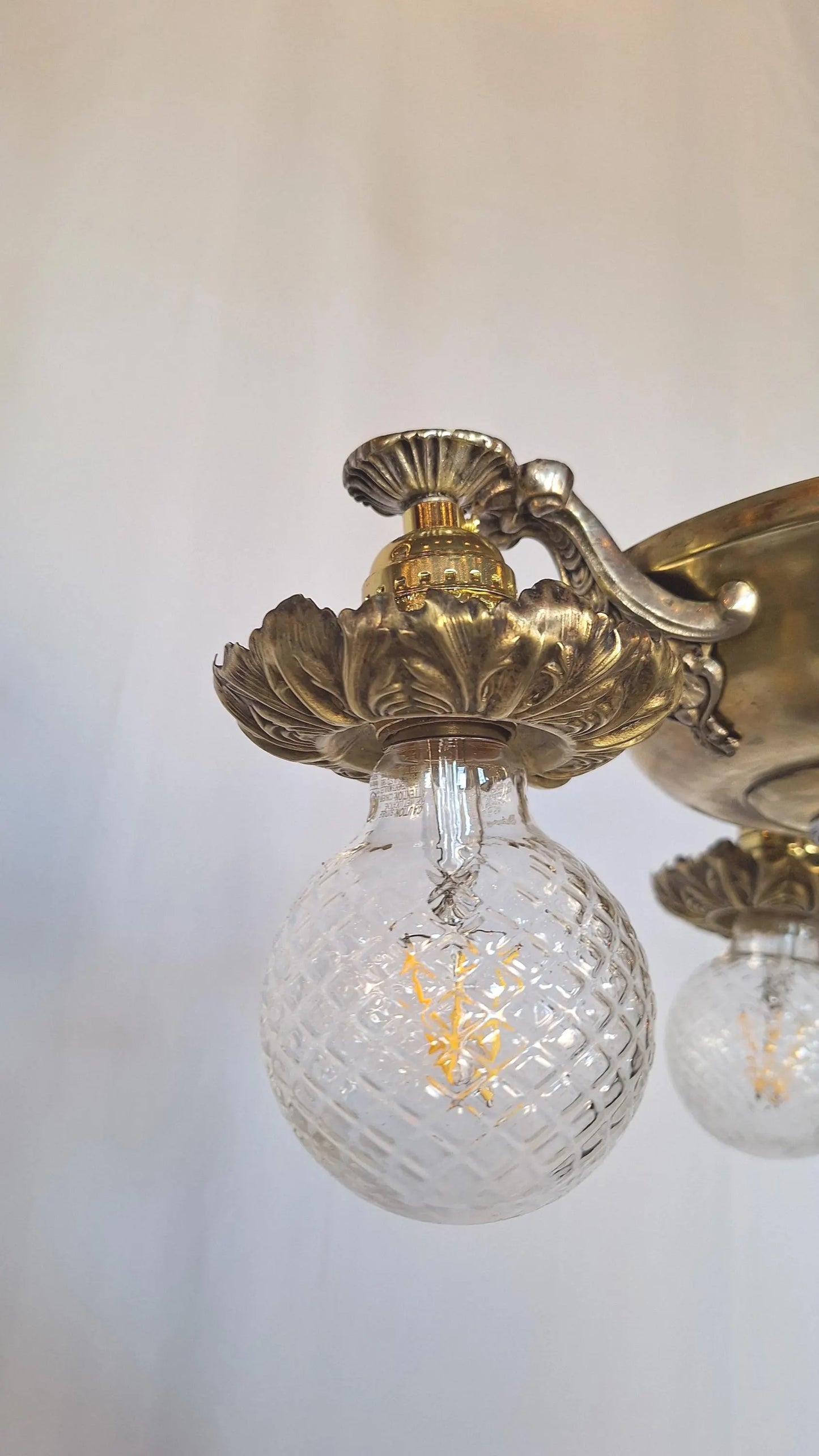 Antique Brass Pan Light: Two Tone Brass and Silver Chandelier